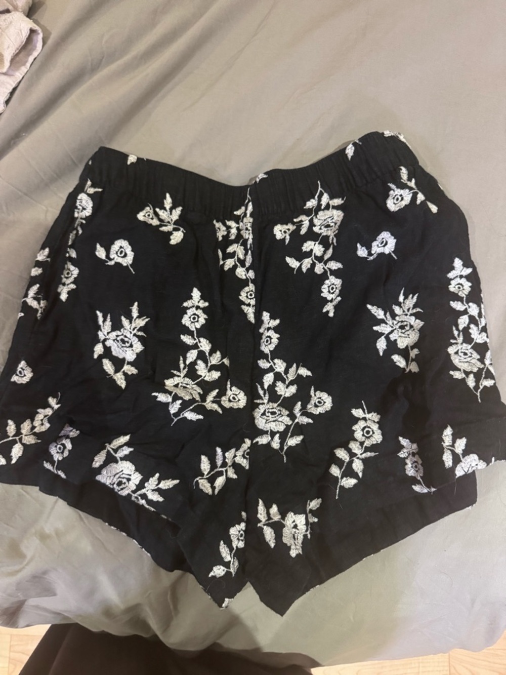 Abercrombie & Fitch black Linen-Blend High Waist Womens Shorts
